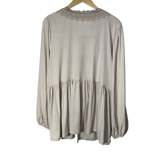 Torrid Super Soft Rib V-Neck Lace Trim Tie Front Long Sleeve Top Size 4x NWT - Picture 5 of 8